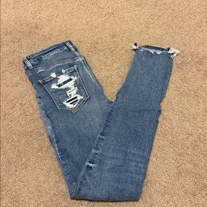 American Eagle Outfitters Blue Distressed Skinny Jeans